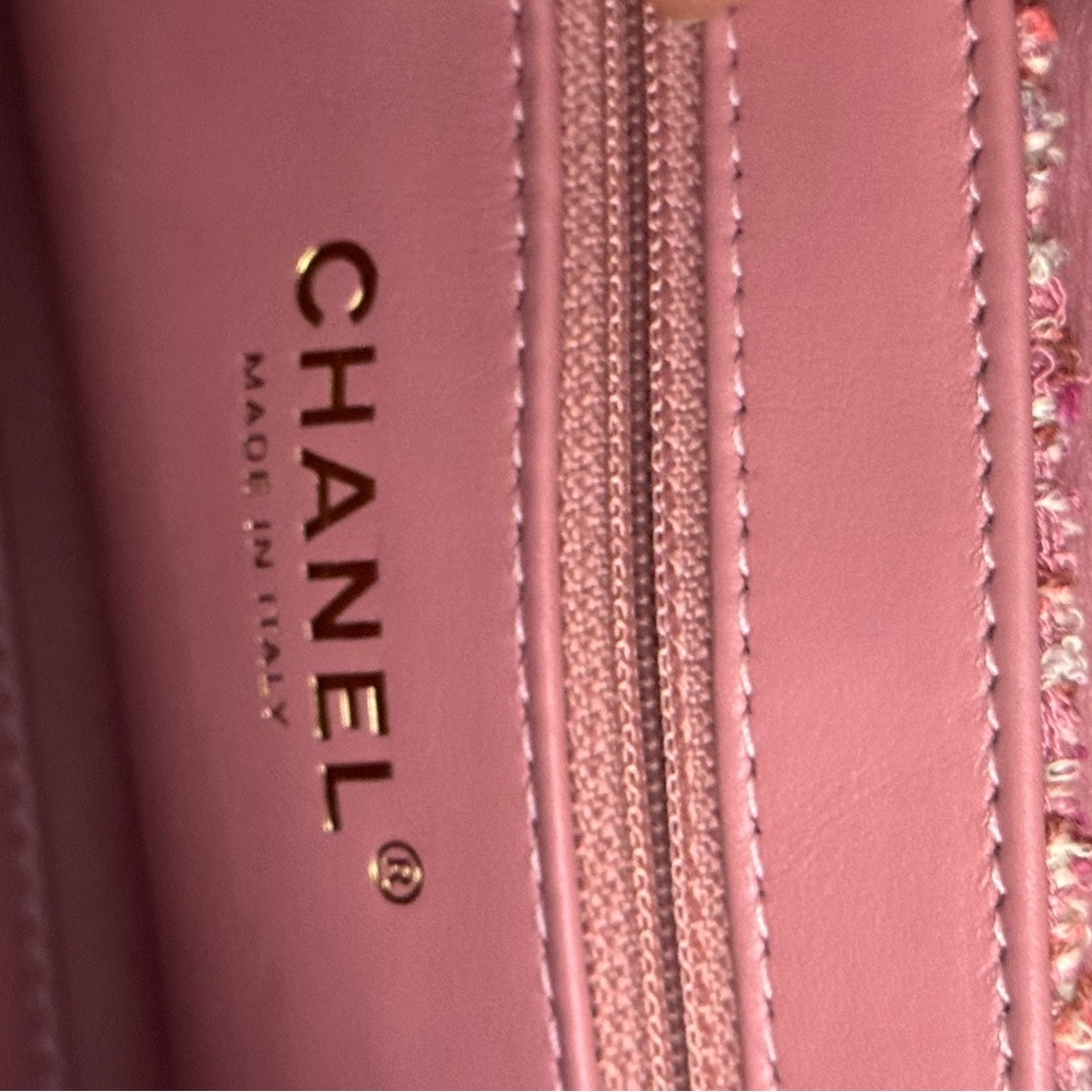 Chanel 24P KELLY Nano Barbie Pink Tweed Top Handle Shopping Bag Handbag Gold - Picture 12 of 12